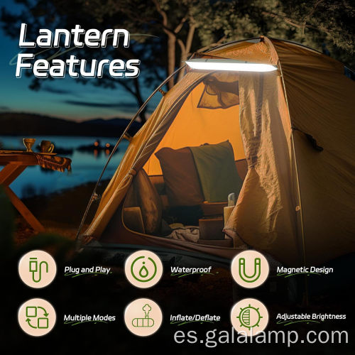 Luz de campamento LED inflable portátil con USB